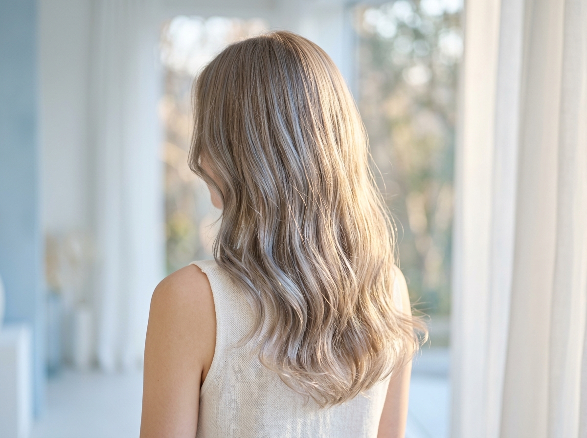 透明感あふれるアッシュベージュのヘアカラー